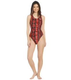 Women's Edge Wave Back One Piece Swimsuit -Speede Trendy 5666078589096 red 4a