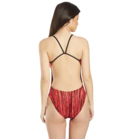 Women's Zircon Swan Back One Piece Swimsuit -Speede Trendy 5666087829672 red 3a