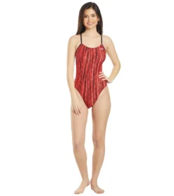 Women's Zircon Swan Back One Piece Swimsuit -Speede Trendy 5666087829672 red 4a