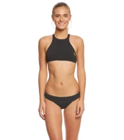 Arena Women's Rulebreaker Think Crop Top Bikini Top -Speede Trendy 5668808065192 blackyellowstar 4a