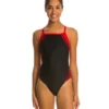 Poly Splice Thin Strap One Piece Swimsuit