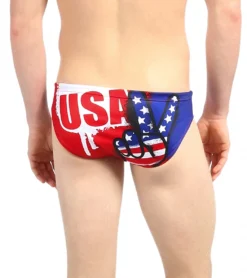 TURBO Men's USA Victory Water Polo Brief -Speede Trendy 5672135164072 redroyal 4a