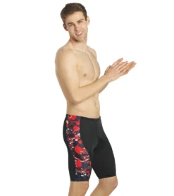 Paint Splatter Piped Splice Jammer Swimsuit -Speede Trendy 5672531329192 redmulti 3a