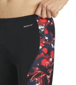 Paint Splatter Piped Splice Jammer Swimsuit -Speede Trendy 5672531329192 redmulti 5a