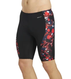 Paint Splatter Piped Splice Jammer Swimsuit -Speede Trendy 5672531329192 redmulti 7a