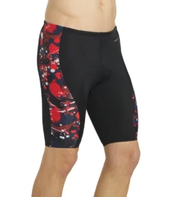 Paint Splatter Piped Splice Jammer Swimsuit -Speede Trendy 5672531329192 redmulti 8a