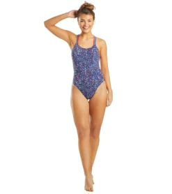 Nike Women's HydraStrong Pixel Party Spider Back One Piece Swimsuit (SwimOutlet Exclusive) -Speede Trendy 5677929300136 redblue 4a