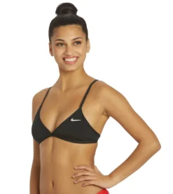 Nike Women's HydraStrong Solid Tie Back Bikini Top -Speede Trendy 6033745674408 black 5a