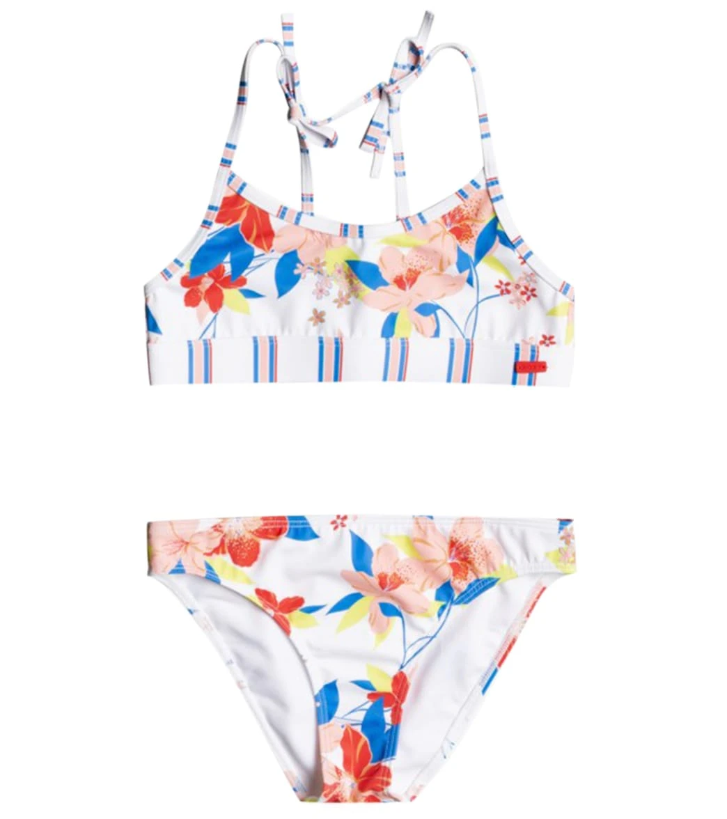 Roxy Girls' Friendly Flower Two Piece Crop Top Bikini Set 1 Roxy Girls' Friendly Flower Two Piece Crop Top Bikini Set