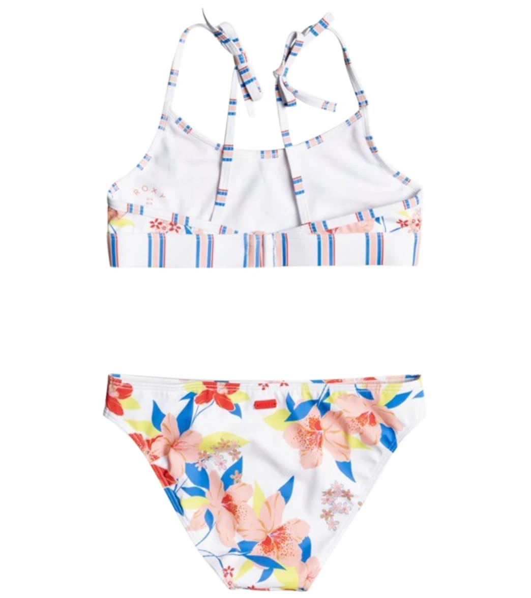 Roxy Girls' Friendly Flower Two Piece Crop Top Bikini Set 2 Roxy Girls' Friendly Flower Two Piece Crop Top Bikini Set - Image 2