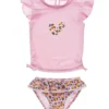 Girls' Leopard Love Short Sleeve Two Piece Ruffle Rash Guard Set (Baby, Toddler)