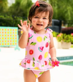 Girls' Fruit Fiesta One Piece Skirt Swimsuit (Baby, Toddler) -Speede Trendy 6747574436008 pink 3a