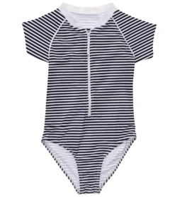 Girls' Nautical Stripe Short Sleeve One Piece Surf Suit (Toddler, Little Kid, Big Kid)