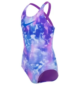 Nike Girls' Rainbow Cloud Dye Crossback One Piece Swimsuit (Big Kid)