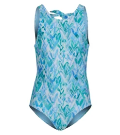 Girls' Graffiti Heart High Neck One Piece Swimsuit (Big Kid)