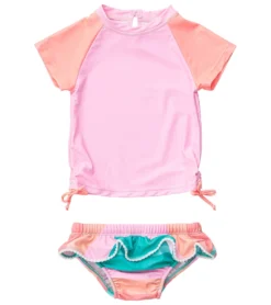 Girls' Sunset Stripe SS Ruffle Set (Baby, Toddler, Little Kid)