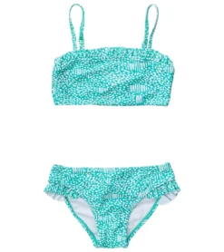 Girls' Spearmint Spot Frilled Bandeau Bikini Set (Toddler, Little Kid, Big Kid)