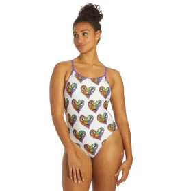 Sporti X Tyler Wallach Limited Edition Heart Face Tie Back One Piece Swimsuit -Speede Trendy 7242999529640 white 4a