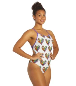 Sporti X Tyler Wallach Limited Edition Heart Face Tie Back One Piece Swimsuit -Speede Trendy 7242999529640 white 5a