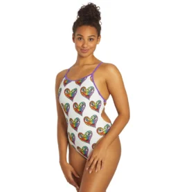 Sporti X Tyler Wallach Limited Edition Heart Face Tie Back One Piece Swimsuit -Speede Trendy 7242999529640 white 8a