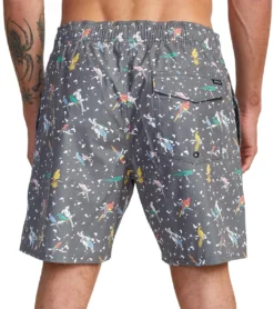 RVCA Men's LP X KLW Elastic 17" Boardshorts -Speede Trendy 7375235645608 black 3a