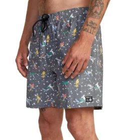 RVCA Men's LP X KLW Elastic 17" Boardshorts -Speede Trendy 7375235645608 black 4a