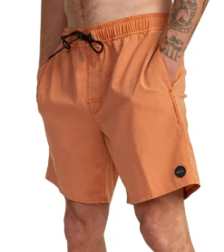RVCA Men's Va Pigment Elastic Short 17" Trunk -Speede Trendy 7375236497576 cocoa 4a