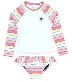 Girls' Surf Babe Long Sleeve Ruffle Two Piece Swim Set (Baby)