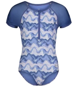 Under Armour Girls' UA Mixing Waves Short Sleeve One Piece Swimsuit (Little Kid