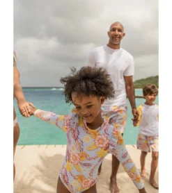 Girls' Boho Tropical Frill Long Sleeve One Piece Swimsuit (Baby, Toddler, Little Kid) -Speede Trendy 7652776050856 blue 3a