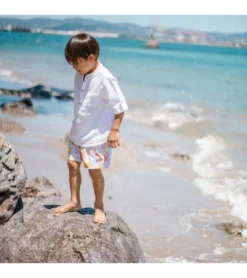 Boys' Boho Tropical Sustainable Swim Trunks (Toddler, Little Kid, Big Kid) -Speede Trendy 7652777197736 blue 3a