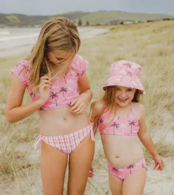 Girls' Palm Paradise Reversible X Back Two Piece Bikini Set (Little Kid, Big Kid) -Speede Trendy 7652779491496 pink 5a