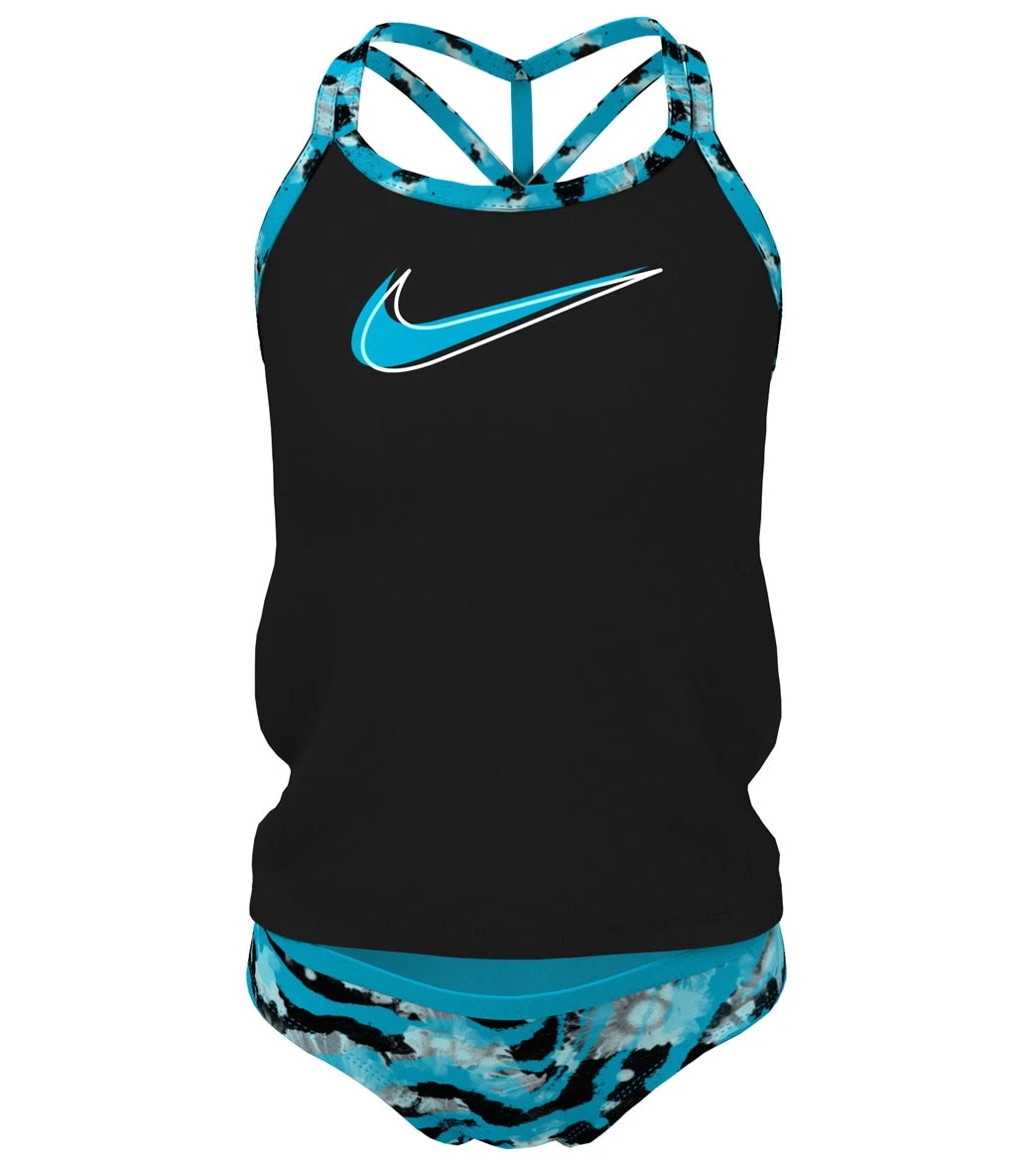 Nike Girls' Watercolor T-Crossback Two Piece Tankini Set (Big Kid) 1 Nike Girls' Watercolor T-Crossback Two Piece Tankini Set (Big Kid)