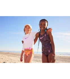 Nike Girls' Logo Toss Spiderback One Piece Swimsuit (Big Kid) -Speede Trendy 7763486539944 black 8a